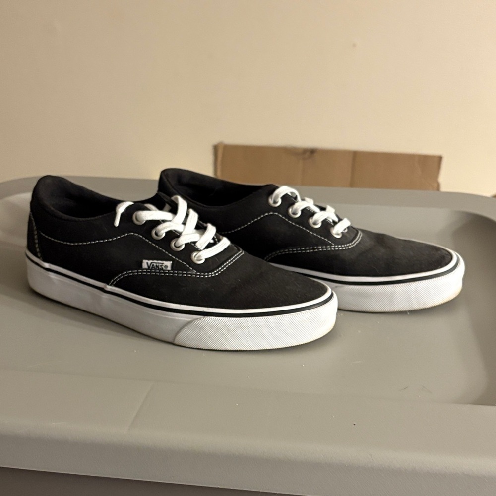 Vans Classic Black Canvas Shoes with White Soles
